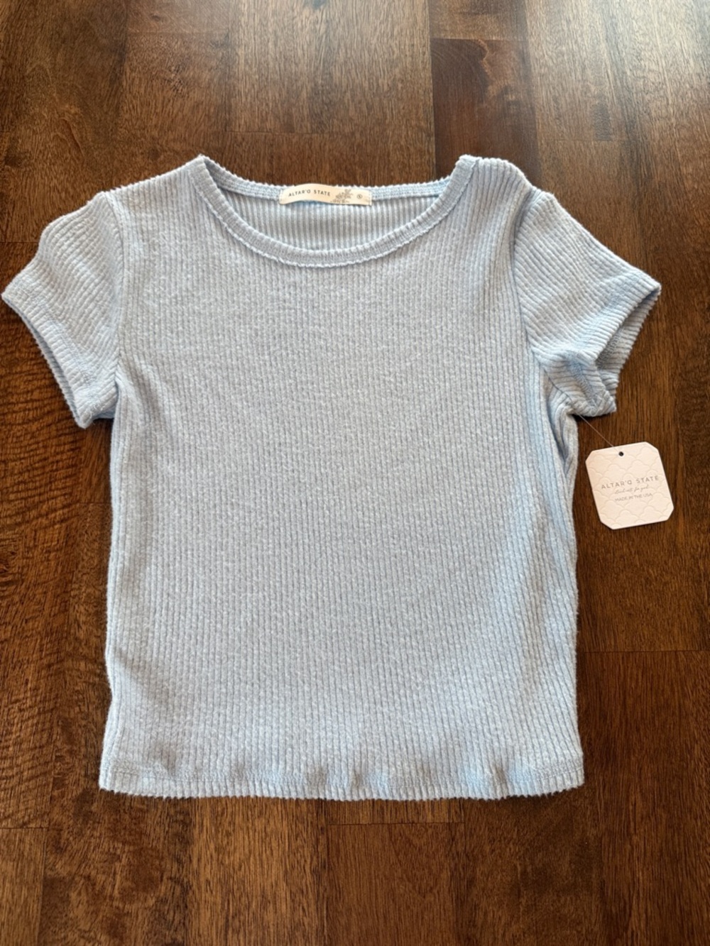 Altar'd State Light Blue Ribbed Crew neck
Top